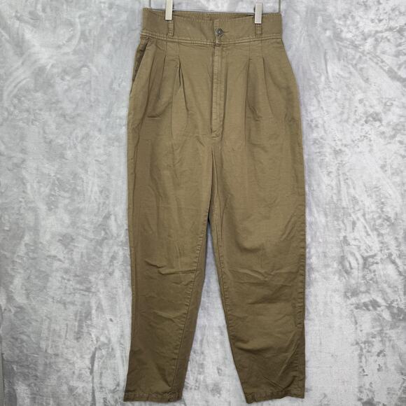 J Brand Pants Womens 27 Olive High Rise Pleated Tapered Linen Blend Pockets - Picture 1 of 12